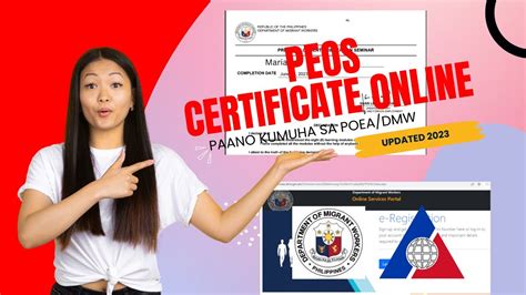 Paano Kumuha ng PEOS Certificate Online sa DMW/POEA.